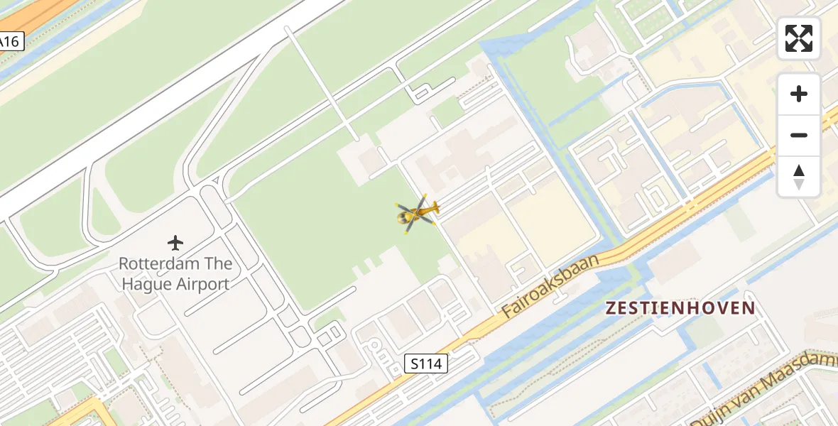 Vluchtroute Traumahelikopter Rotterdam The Hague Airport - Rotterdam The Hague Airport, 19 februari 2024, 07:36