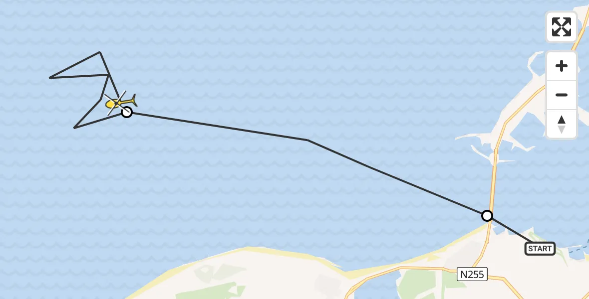 Vluchtroute  van Kamperland naar 