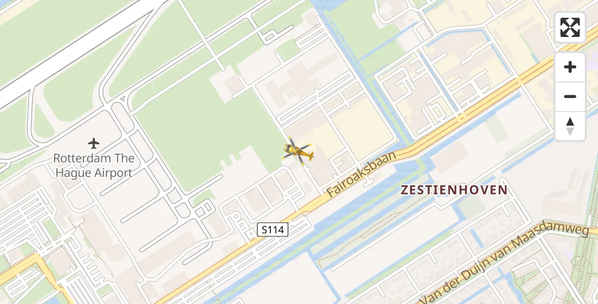 Vluchtroute Traumahelikopter Rotterdam The Hague Airport - Rotterdam The Hague Airport, 19 februari 2024, 16:42