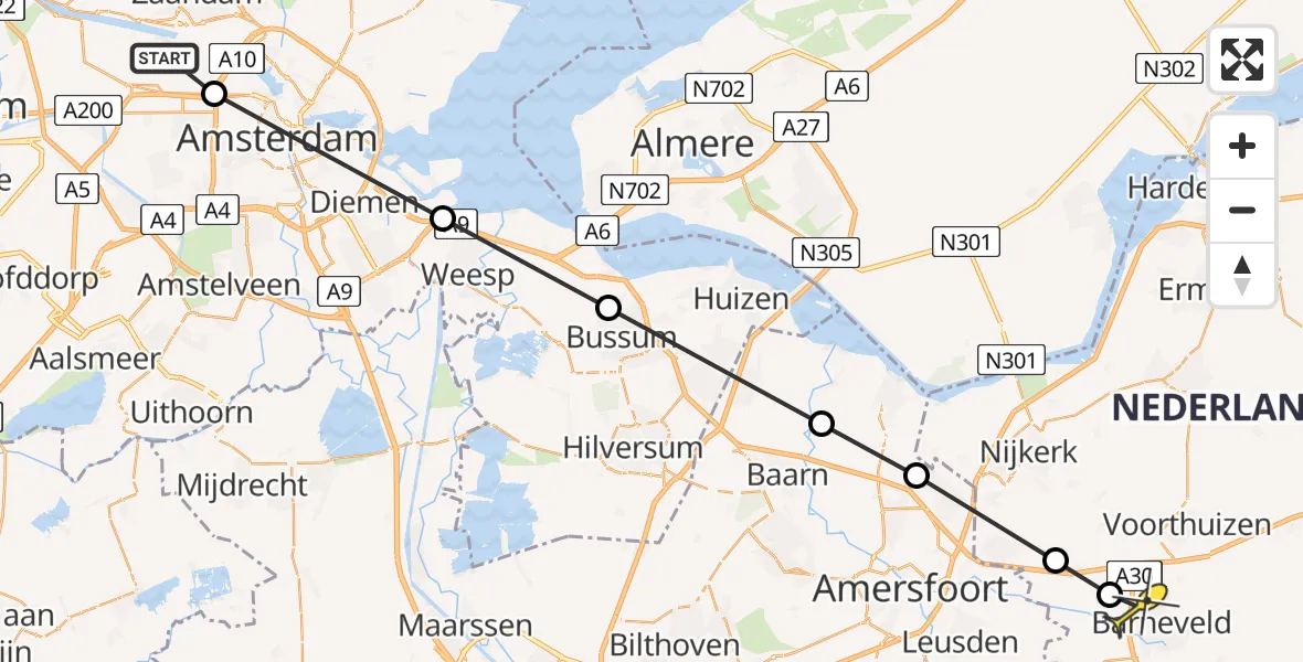 Routekaart van de vlucht: Lifeliner 1 naar Barneveld, Ringweg-West