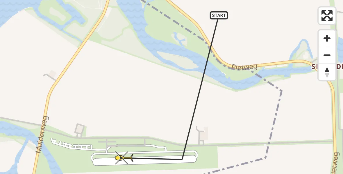 Routekaart van de vlucht: NCG08 naar Vliegveld Midden-Zeeland, Calandweg