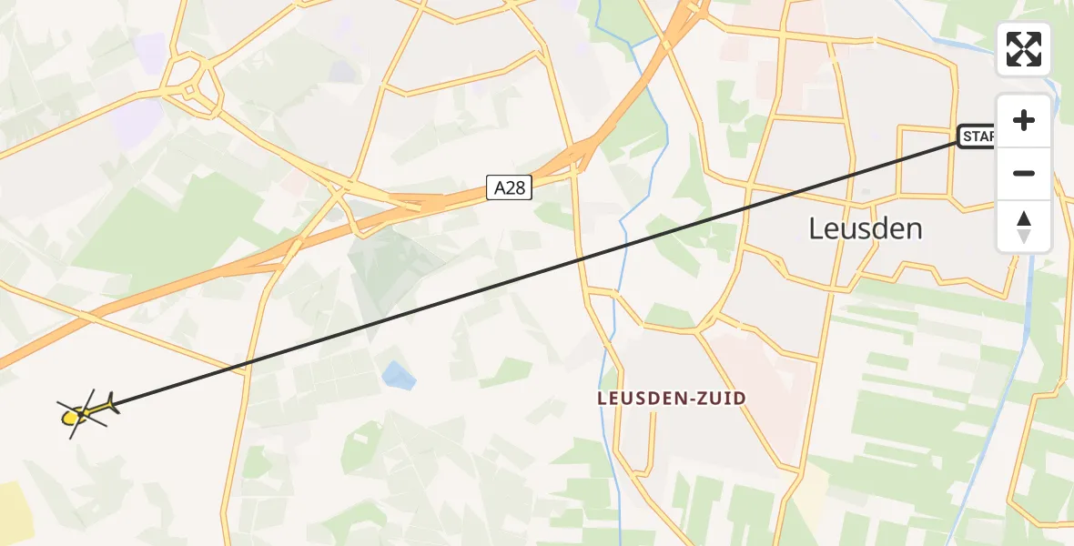 Routekaart van de vlucht: Traumahelikopter naar Leusden, Kolonel H.L. van Royenweg