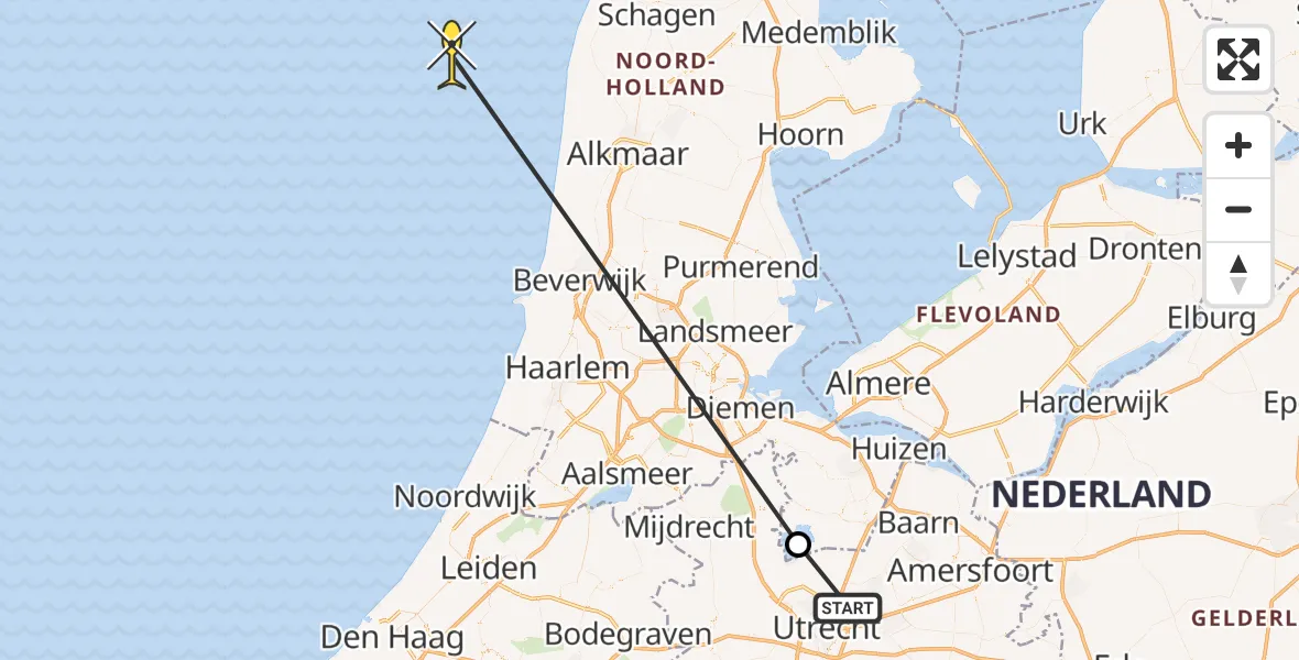 Routekaart van de vlucht: Politieheli naar 't BreukeleveenseMeentje