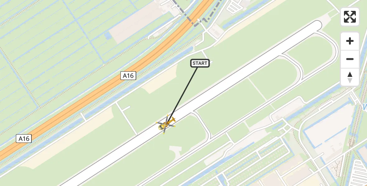 Vluchtroute Traumahelikopter Rotterdam The Hague Airport - Rotterdam The Hague Airport, 19 februari 2024, 18:29