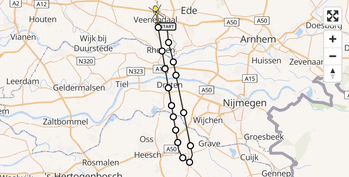 Routekaart van de vlucht: Lifeliner 3 naar Veenendaal, Biezenweide
