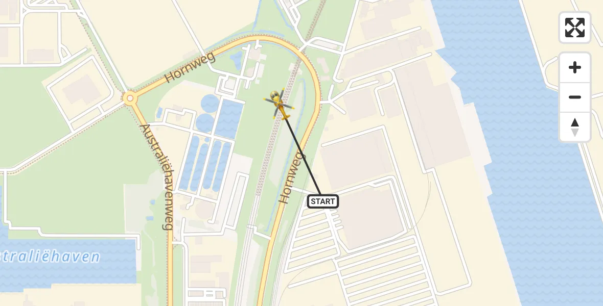 Vluchtroute Traumahelikopter van Amsterdam Heliport naar Amsterdam Heliport