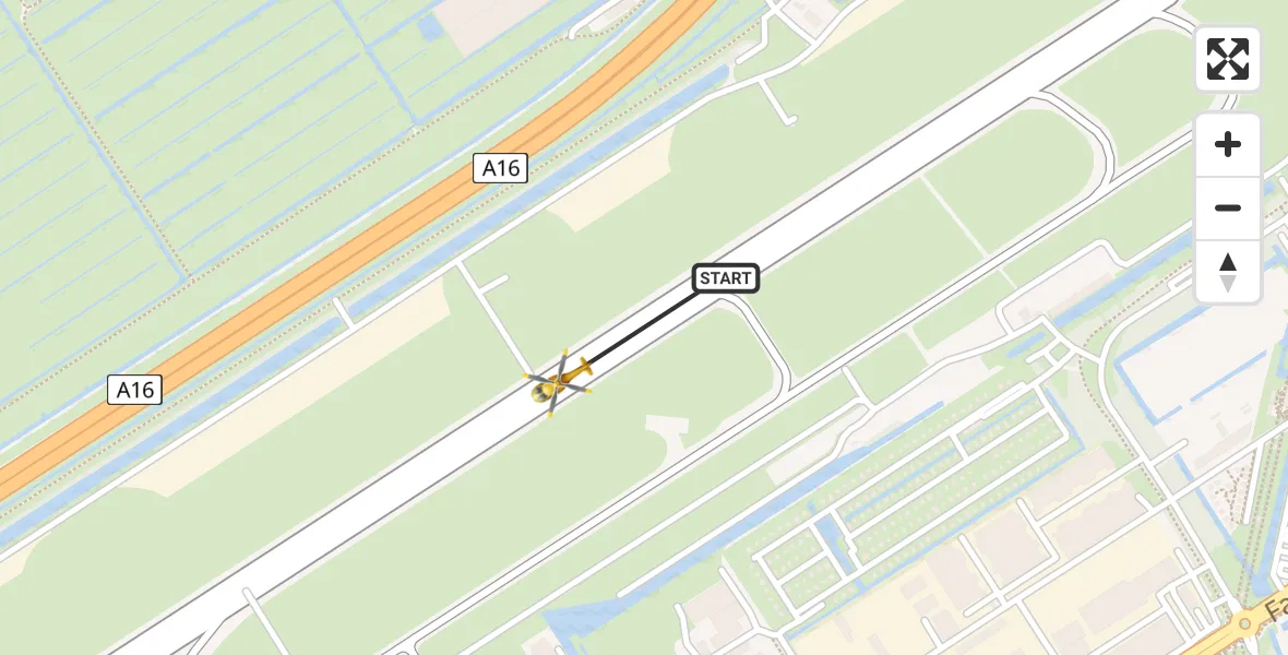 Vluchtroute Traumahelikopter Rotterdam The Hague Airport - Rotterdam The Hague Airport, 20 februari 2024, 00:16