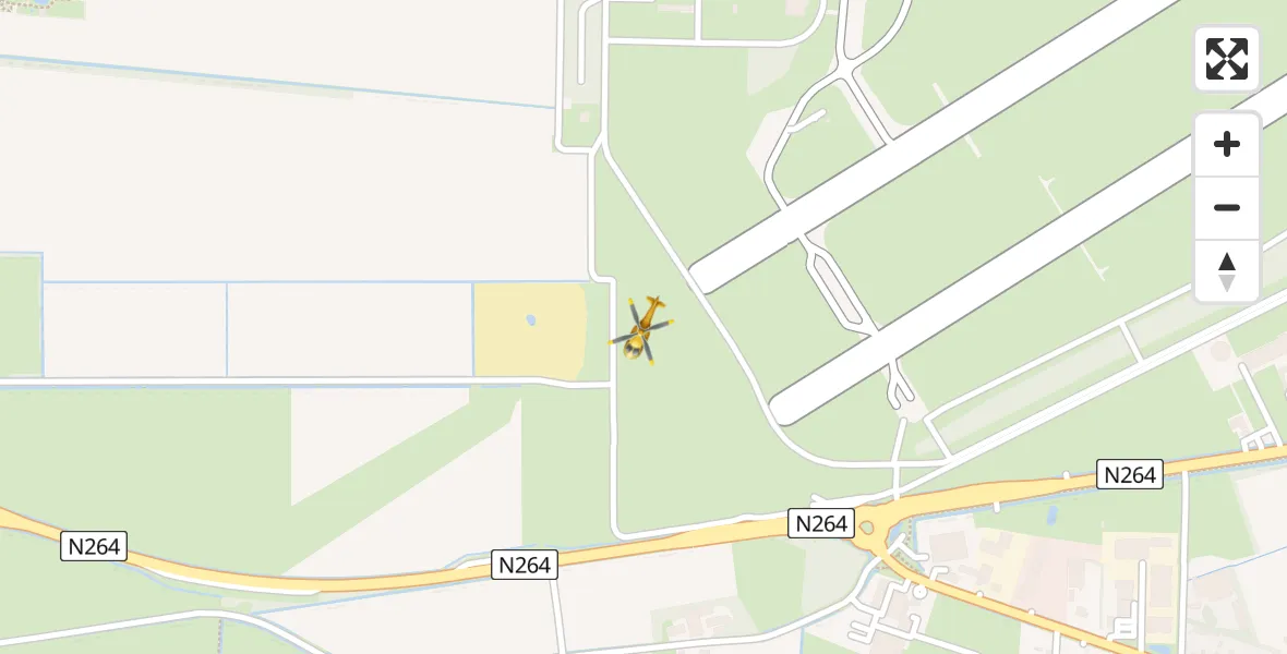 Vluchtroute Traumahelikopter van Vliegbasis Volkel naar Vliegbasis Volkel