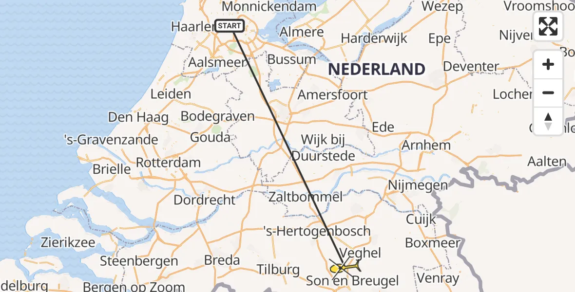 Routekaart van de vlucht: Traumaheli naar Sint-Oedenrode, Laan van Mariëndael