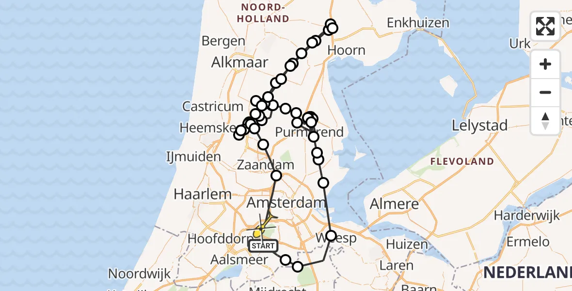 Routekaart van de vlucht: Politieheli naar Amsterdam, Galjoen