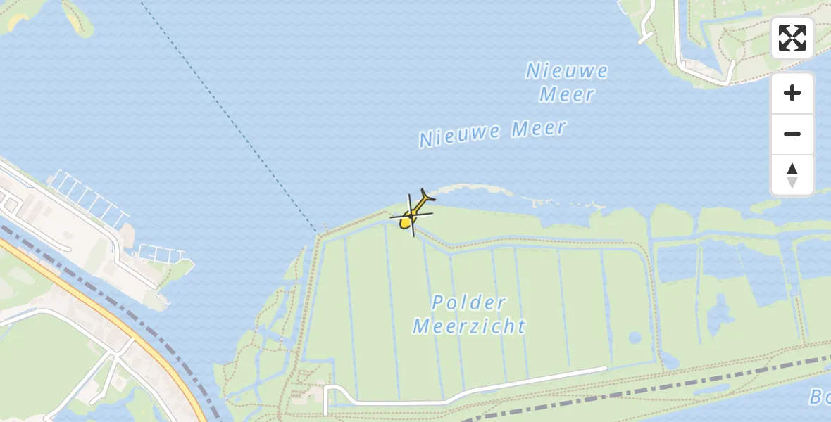 Vluchtroute Politiehelikopter van Amsterdam naar Amsterdam