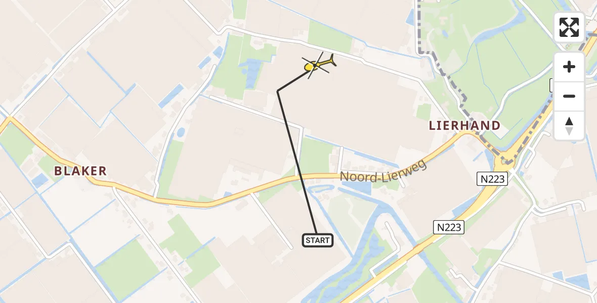 Routekaart van de vlucht: Traumahelikopter naar De Lier, Groeneveldseweg