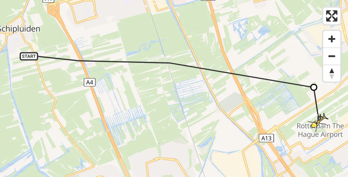 Routekaart van de vlucht: Lifeliner 2 naar Rotterdam The Hague Airport, Oostveenseweg