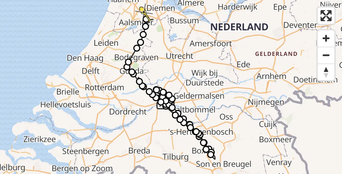 Routekaart van de vlucht: Politieheli naar Amstelveen, Merwededijk