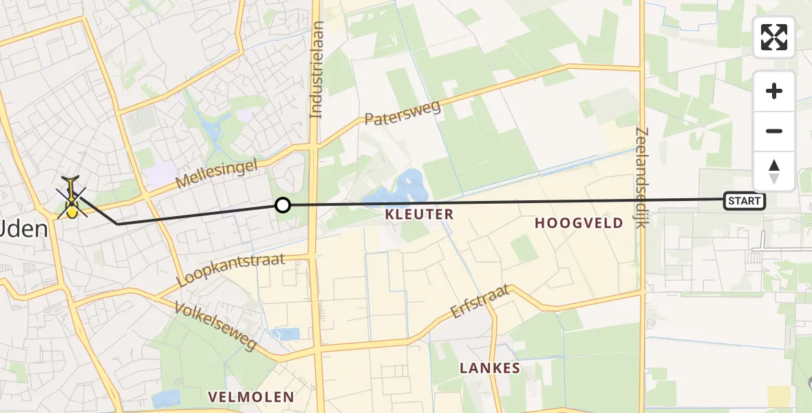 Routekaart van de vlucht: Lifeliner 3 naar Uden, Ereprijsstraat