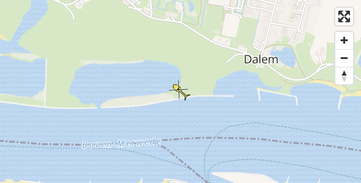 Routekaart van de vlucht: Politiehelikopter naar Dalem