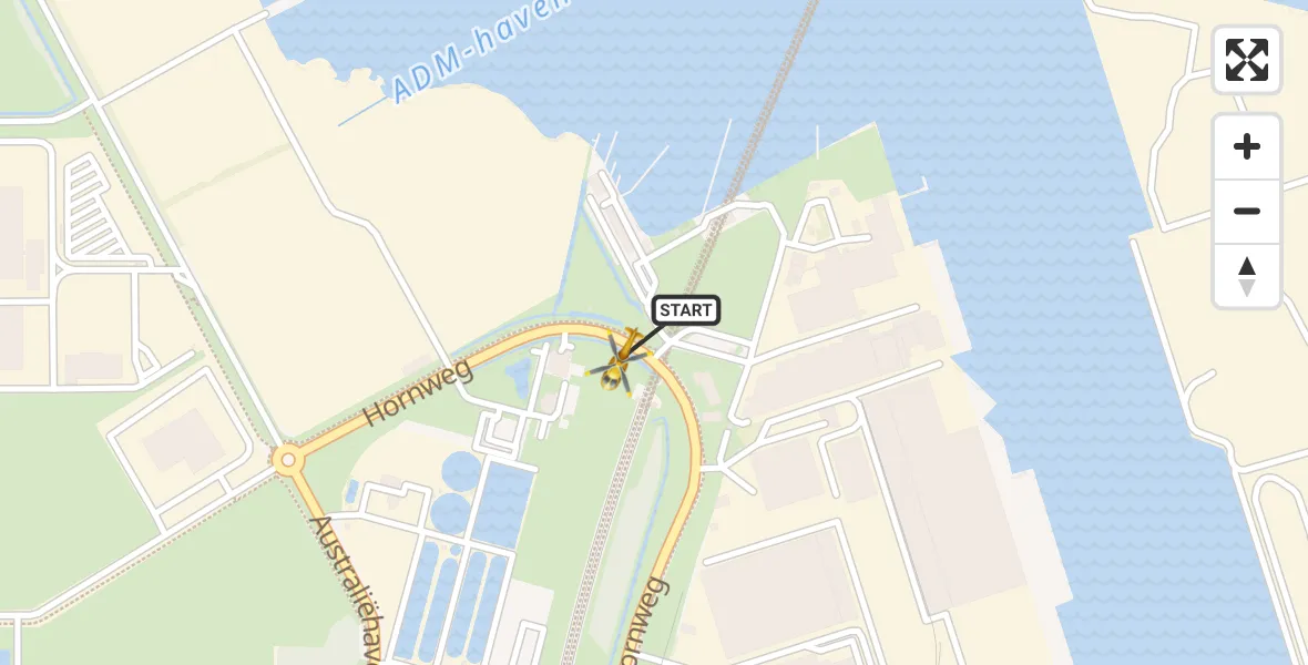 Vluchtroute Traumahelikopter van Amsterdam Heliport naar Amsterdam Heliport