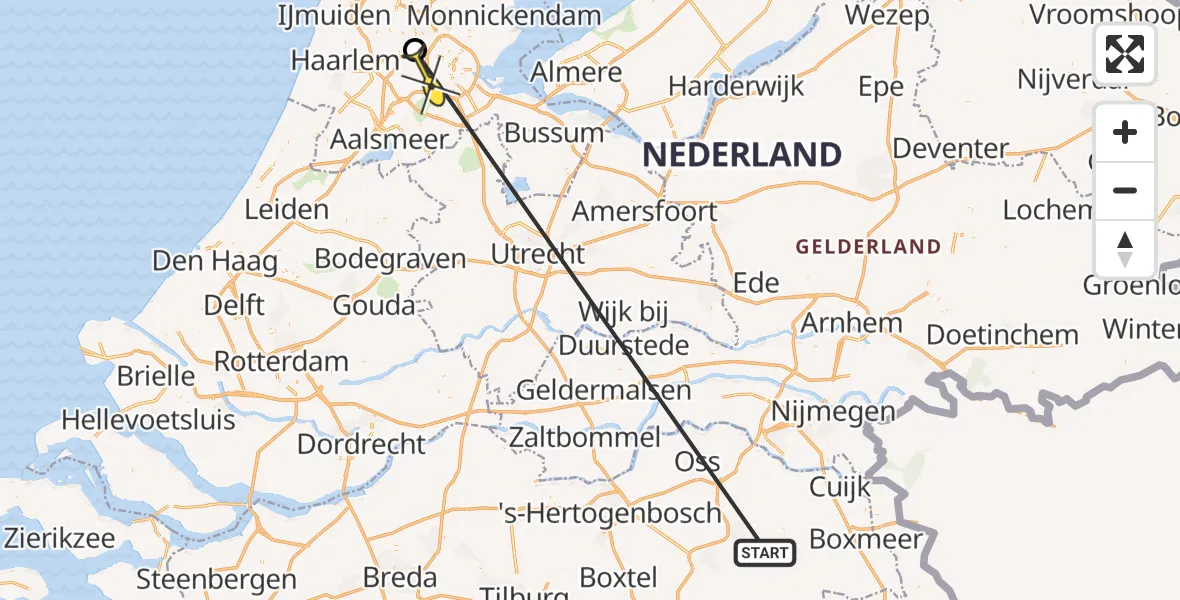 Routekaart van de vlucht: Politiehelikopter naar Amsterdam, Corsicaweg