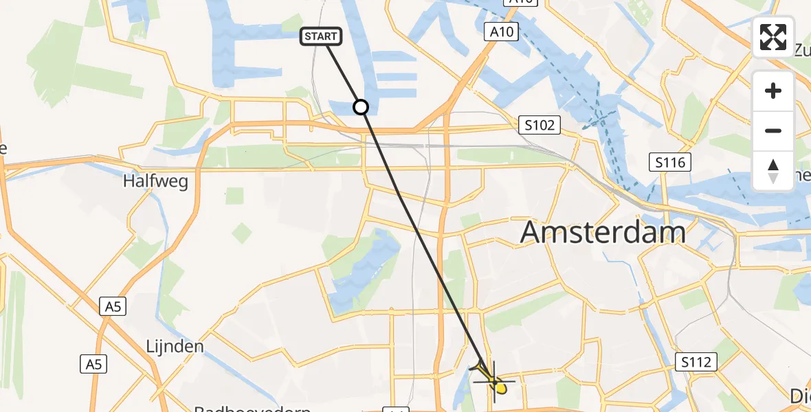 Routekaart van de vlucht: Lifeliner 1 naar Amsterdam, Hornhaven