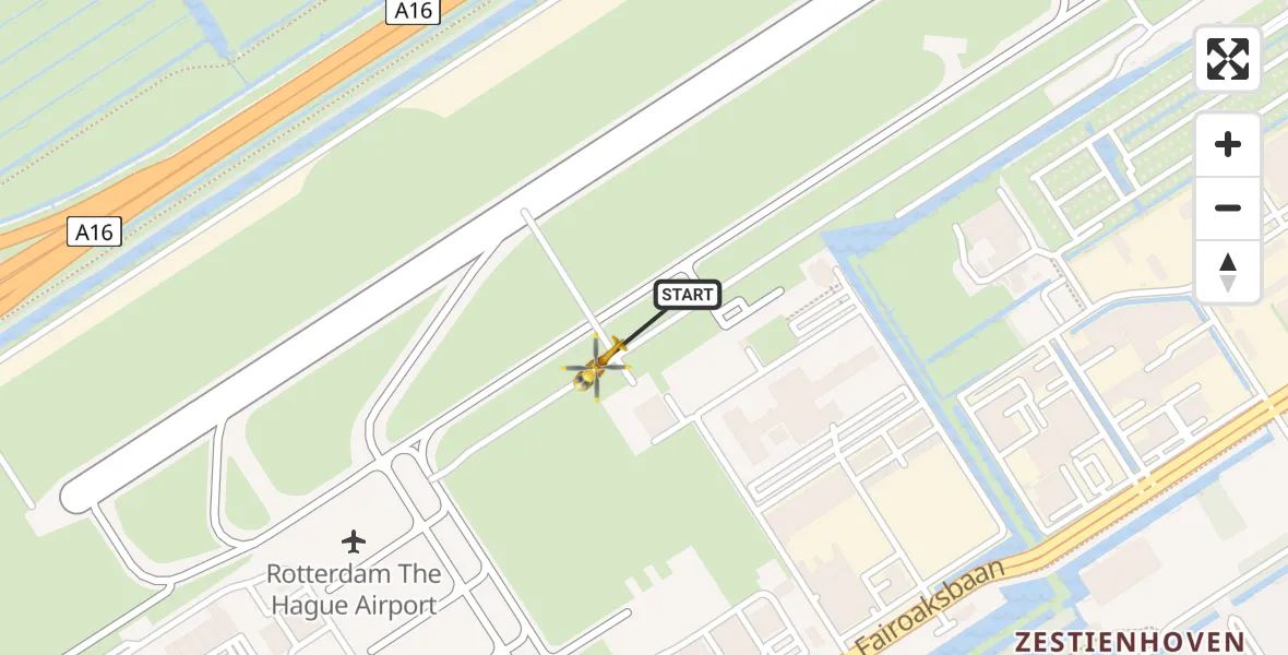 Vluchtroute Traumahelikopter Rotterdam The Hague Airport - Rotterdam The Hague Airport, 20 februari 2024, 15:22