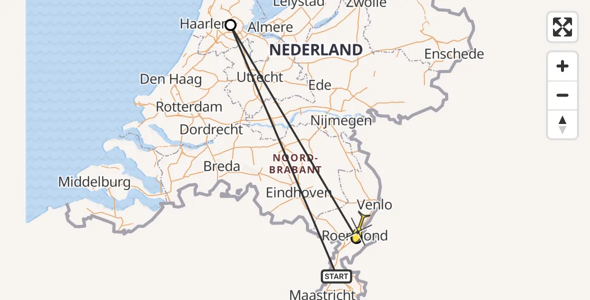 Routekaart van de vlucht: Politiehelikopter naar Swalmen, Merlijnstraat