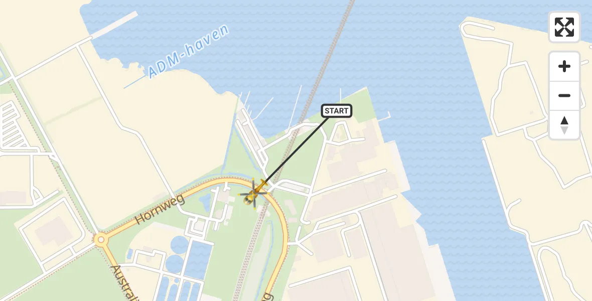 Vluchtroute Traumahelikopter van Amsterdam Heliport naar Amsterdam Heliport