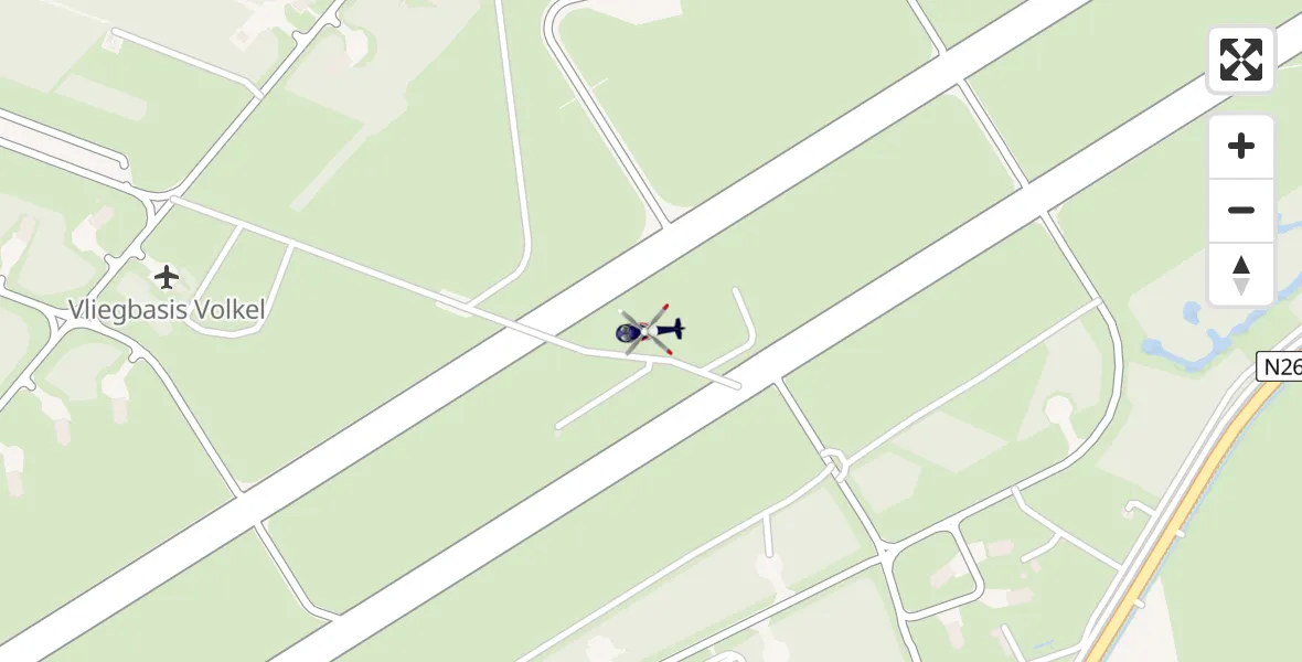 Vluchtroute Politiehelikopter van Vliegbasis Volkel naar Vliegbasis Volkel