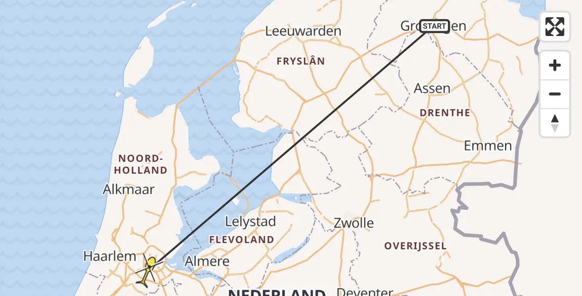 Routekaart van de vlucht: Traumahelikopter naar VU Medisch Centrum Amsterdam, Arent Janszoon Ernststraat