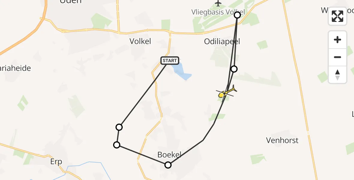 Routekaart van de vlucht: Lifeliner 3 naar Boekel, Brabantstraat