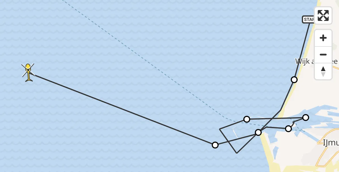Routekaart van de vlucht: Kustwachthelikopter naar 