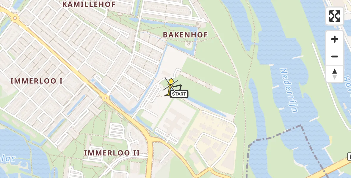 Routekaart van de vlucht: Politiehelikopter naar Arnhem, Bakenhofweg