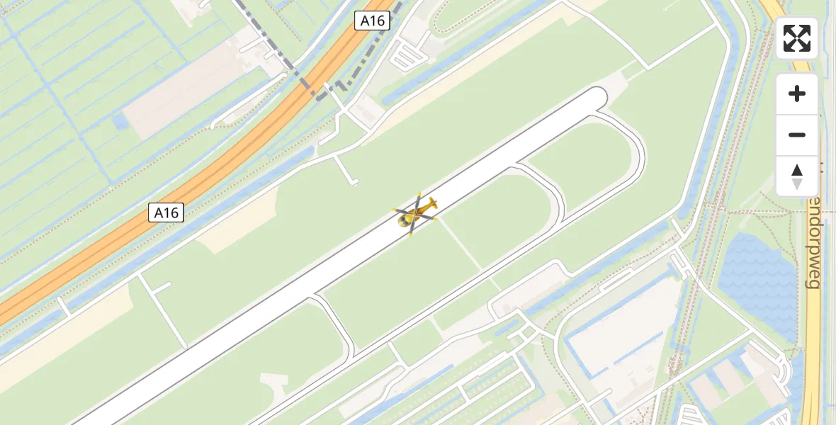 Vluchtroute Traumahelikopter Rotterdam The Hague Airport - Rotterdam The Hague Airport, 21 februari 2024, 04:15