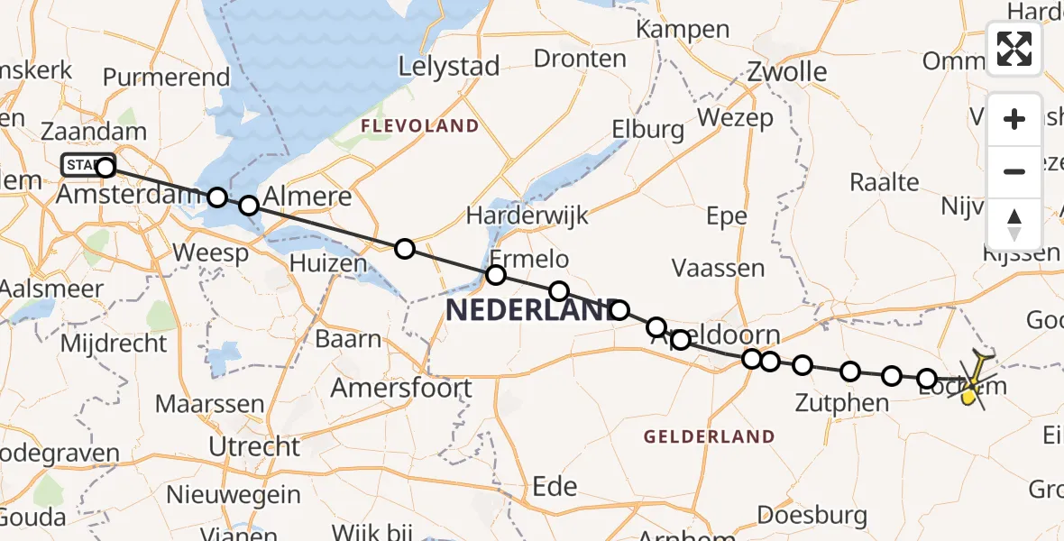 Routekaart van de vlucht: Lifeliner 1 naar Lochem, Vlothavenweg