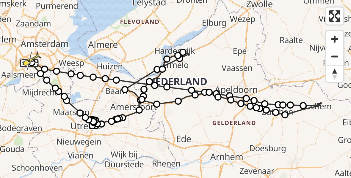 Routekaart van de vlucht: Politieheli naar Amstelveen, Nieuwe Meerlaan