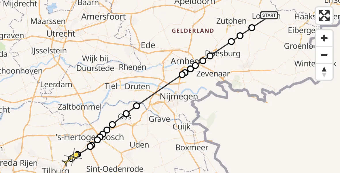 Routekaart van de vlucht: Lifeliner 3 naar Biezenmortel, Koopmansweg