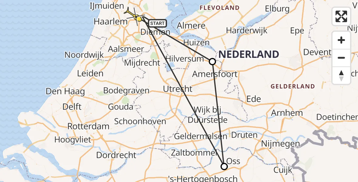 Routekaart van de vlucht: Traumaheli naar Amsterdam Heliport, Kamperfoelieweg