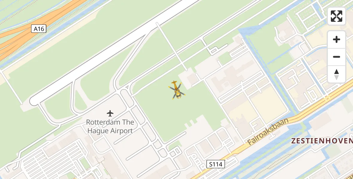Vluchtroute Traumahelikopter Rotterdam The Hague Airport - Rotterdam The Hague Airport, 21 februari 2024, 11:50