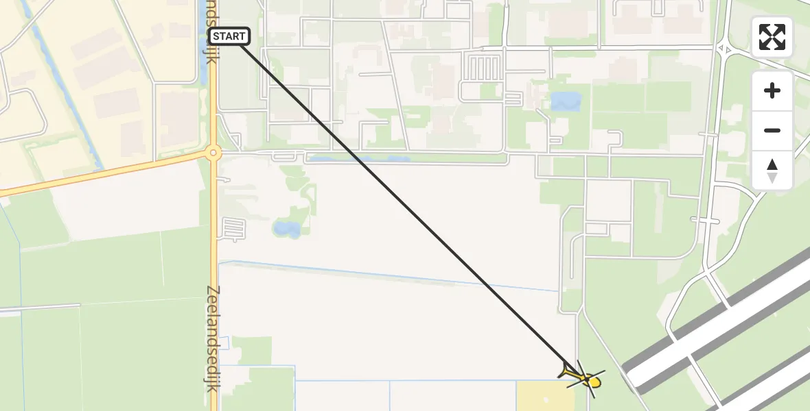 Routekaart van de vlucht: Lifeliner 3 naar Vliegbasis Volkel, Zeelandsedijk