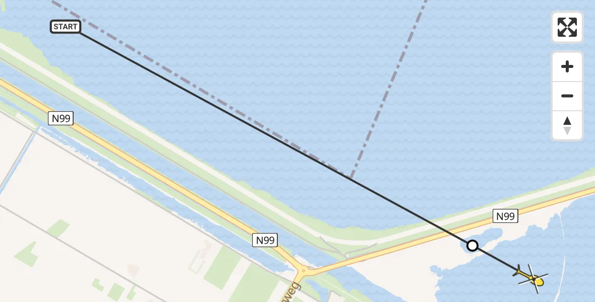 Routekaart van de vlucht: Kustwachthelikopter naar Slootdorp, Rijksstraatweg