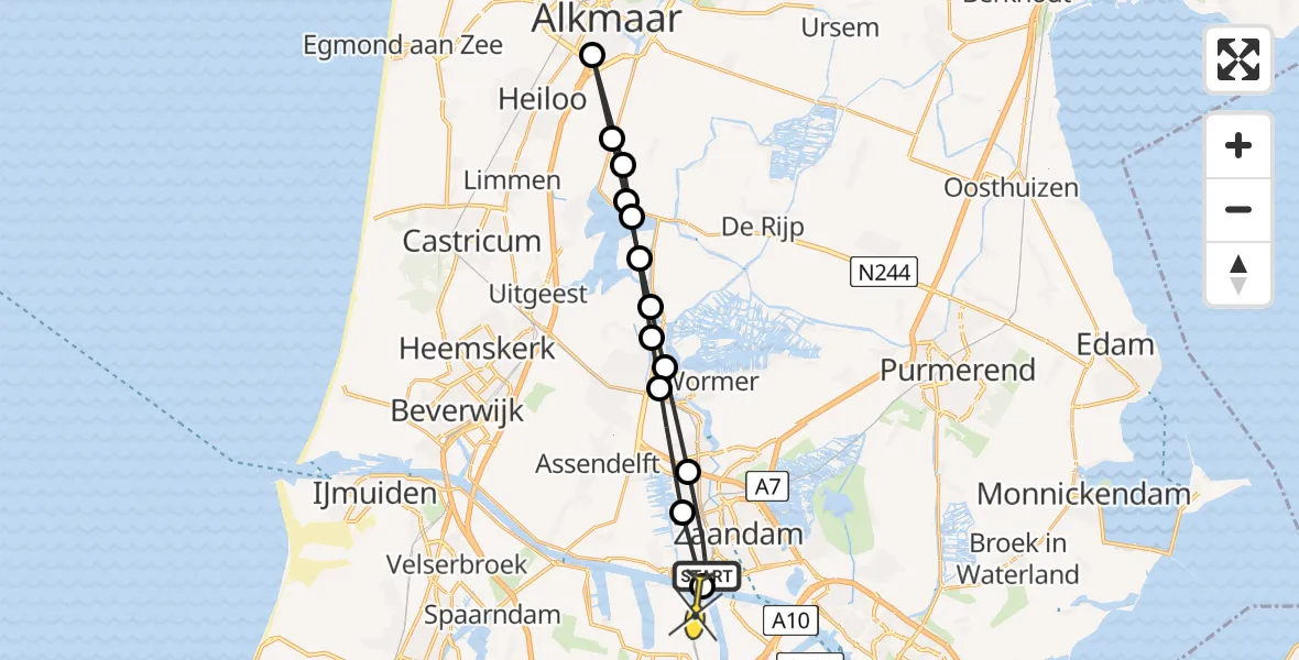 Routekaart van de vlucht: Lifeliner 1 naar Amsterdam Heliport, Polkahof