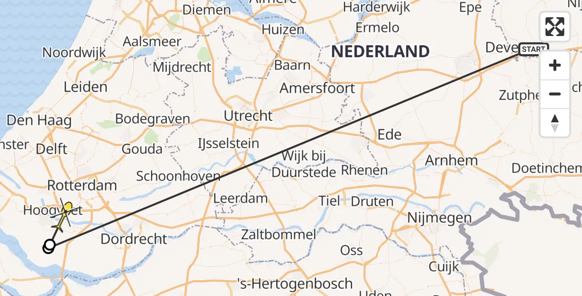 Routekaart van de vlucht: Politiehelikopter naar Poortugaal, Kraagweg