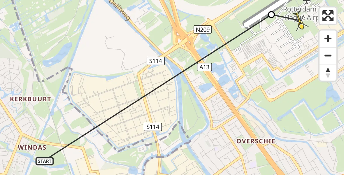 Routekaart van de vlucht: Lifeliner 2 naar Rotterdam The Hague Airport, Arlandabaan Platformzijde