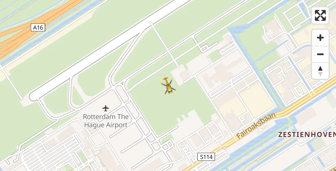 Vluchtroute Traumahelikopter Rotterdam The Hague Airport - Rotterdam The Hague Airport, 22 februari 2024, 12:38