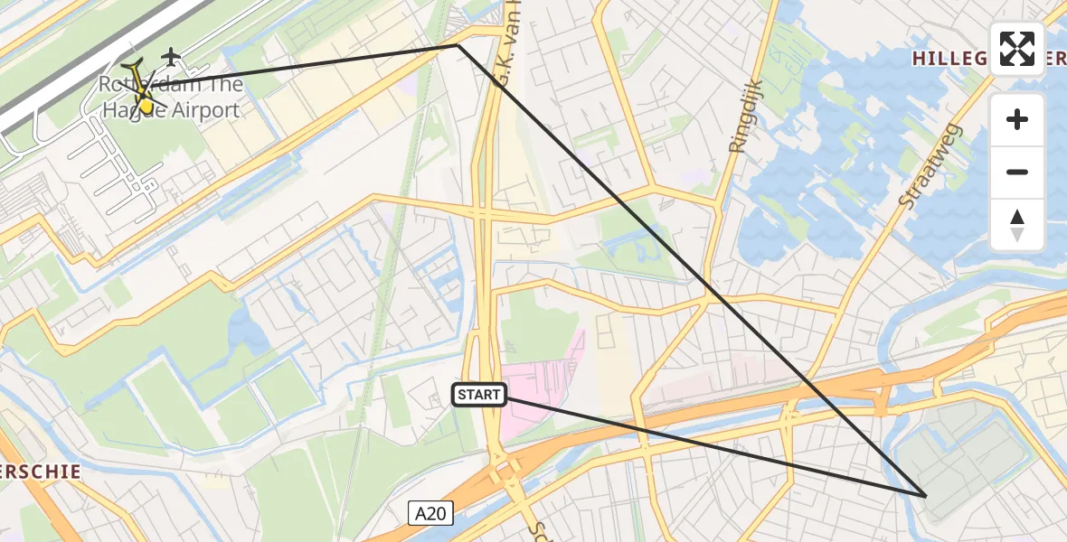 Routekaart van de vlucht: Lifeliner 2 naar Rotterdam The Hague Airport, Crooswijksebocht