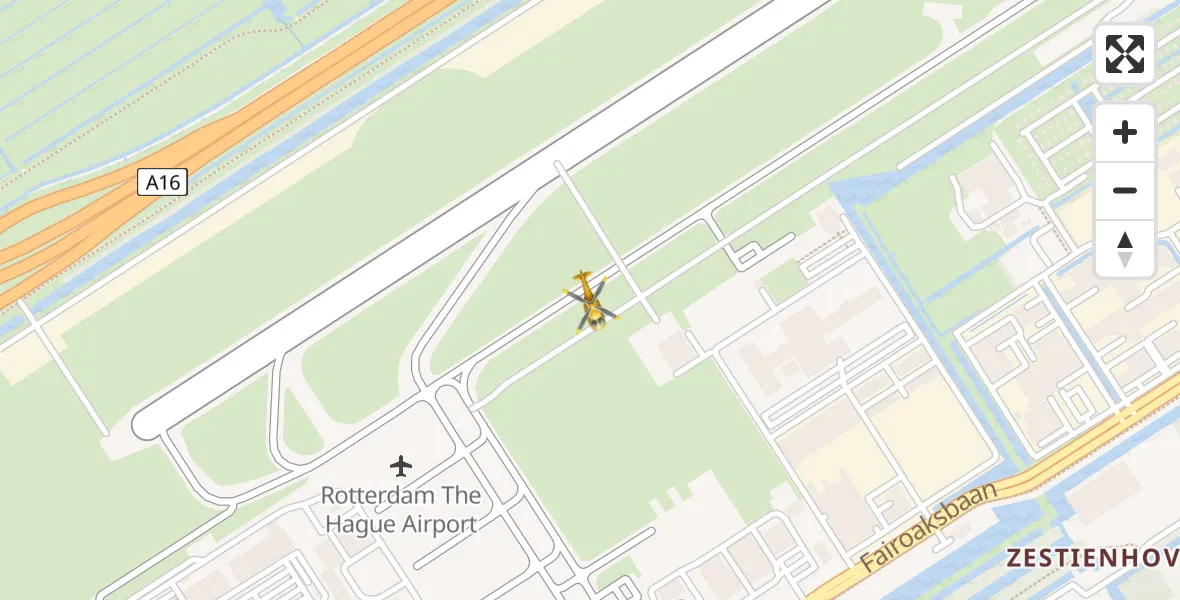 Vluchtroute Traumahelikopter Rotterdam The Hague Airport - Rotterdam The Hague Airport, 22 februari 2024, 13:44