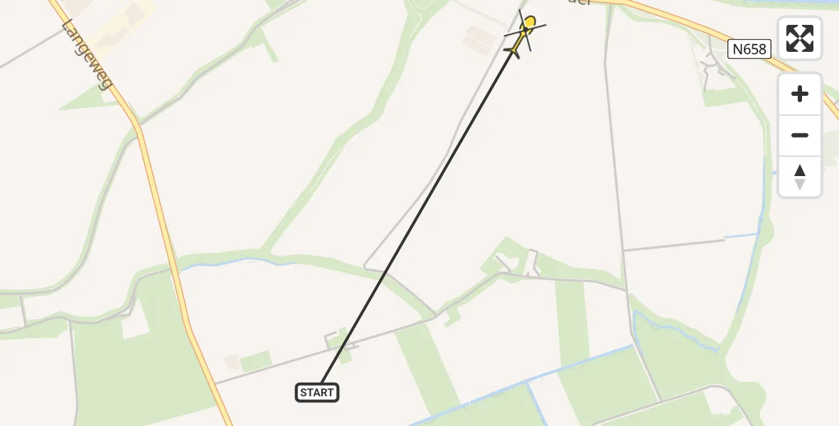 Routekaart van de vlucht: Lifeliner 2 naar Poortvliet, Priestermeetweg