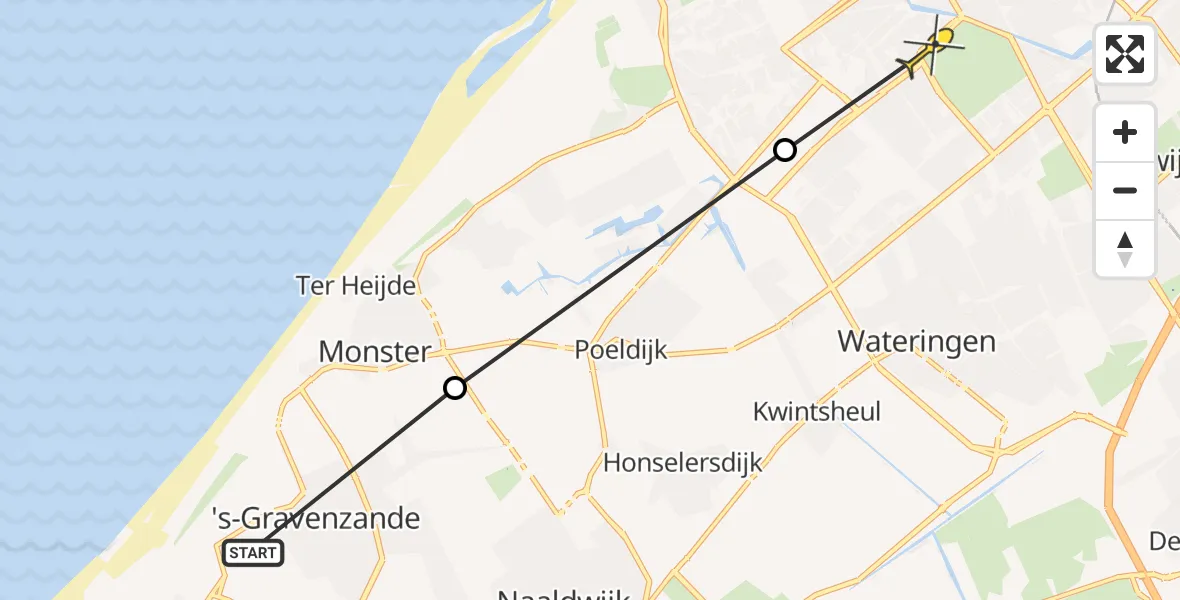 Routekaart van de vlucht: Lifeliner 2 naar Den Haag, Zwartendijk