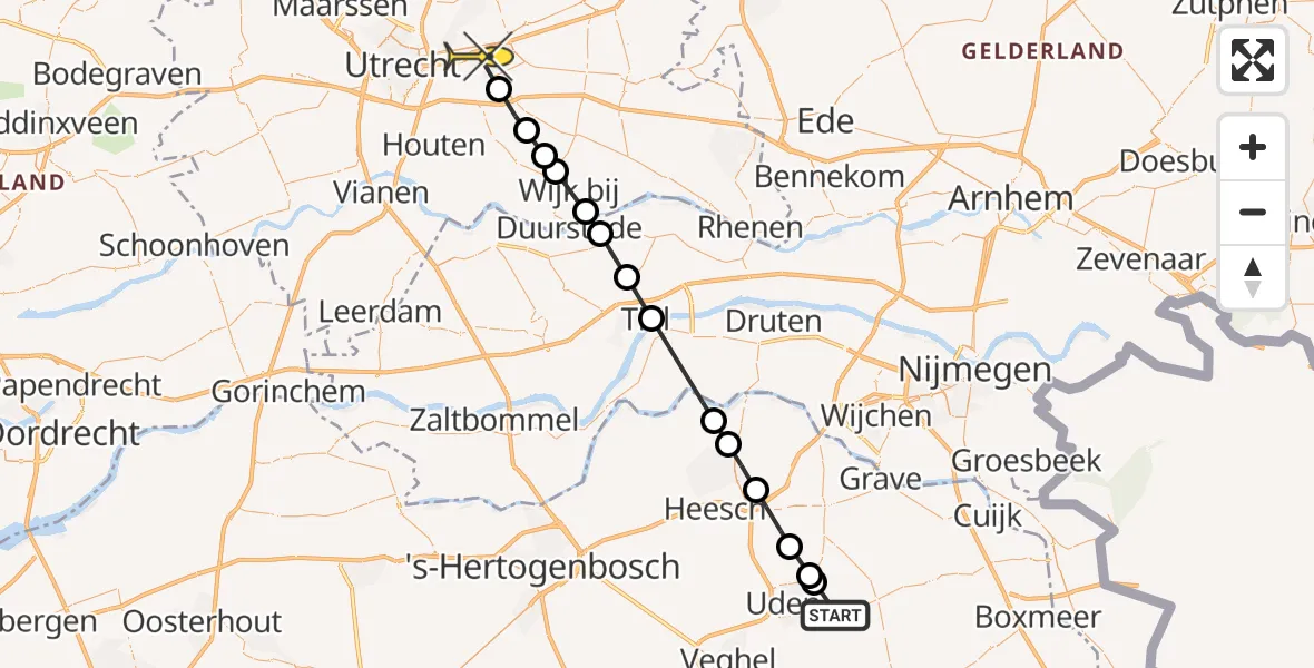 Routekaart van de vlucht: Lifeliner 3 naar Zeist, Grensweg