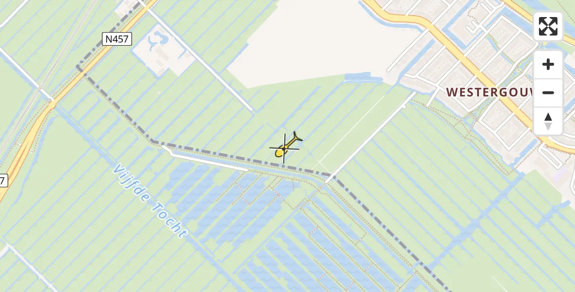 Routekaart van de vlucht: Traumahelikopter naar Gouda