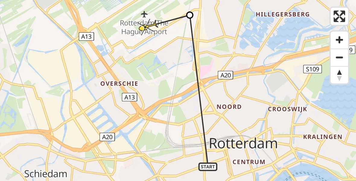 Routekaart van de vlucht: Lifeliner 2 naar Rotterdam The Hague Airport, Bovendijk